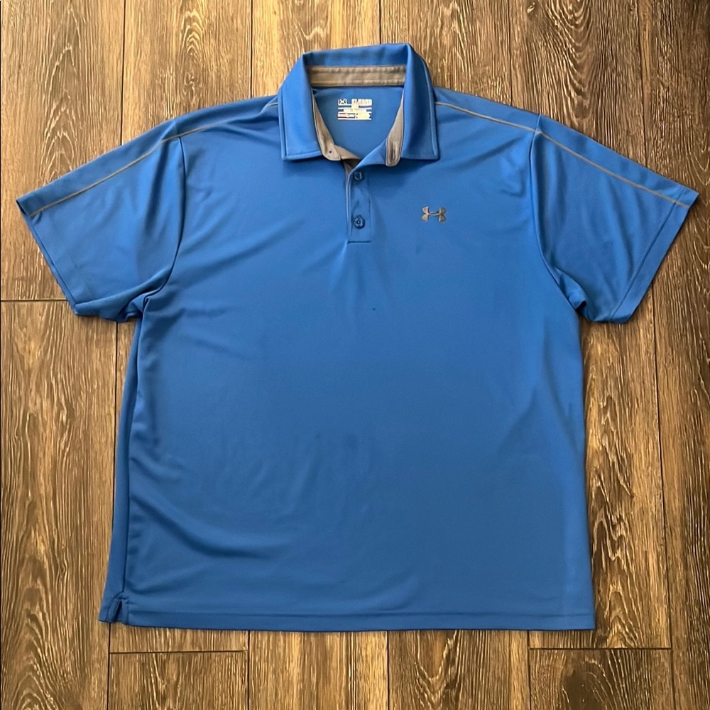 Under Armour Heat Gear Loose Men's Blue Polo Shirt Size 2XL